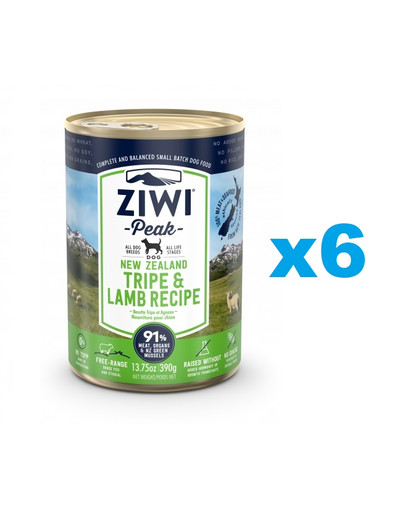 ZIWIPEAK Dog Tripe&Lamb Żwacze i jagnięcina 6x390 g