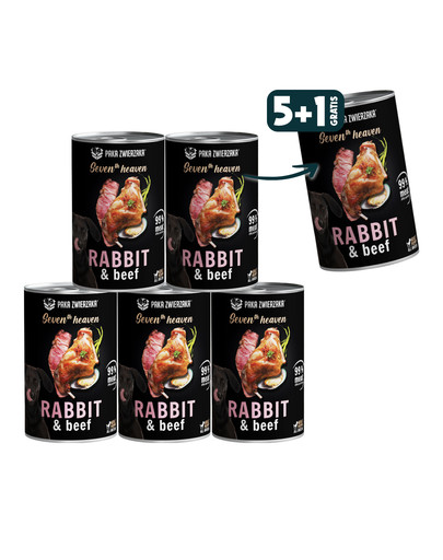 PAKA ZWIERZAKA Seventh Heaven Królik i wołowina 6 x 400 g 5+1 GRATIS