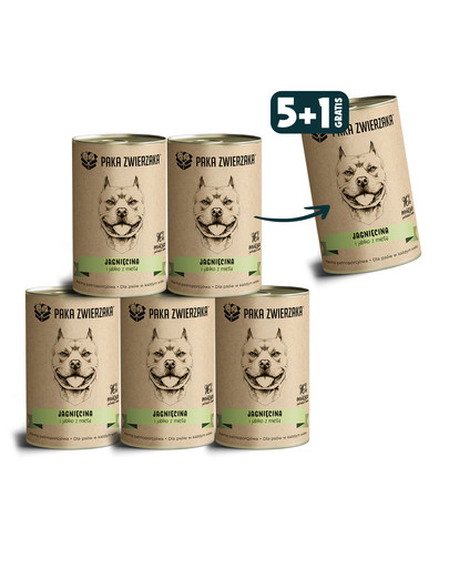 PAKA ZWIERZAKA Karma jagnięcina i jabłko z miętą dla psa 6 x 400 g 5+1 GRATIS