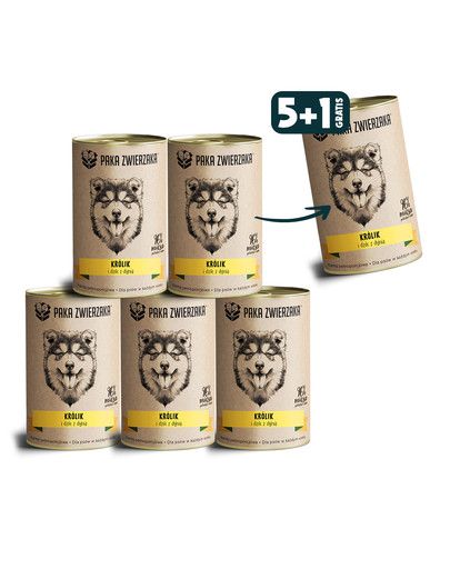 PAKA ZWIERZAKA Karma królik i dzik z dynią dla psa 6 x 400 g 5+1 GRATIS