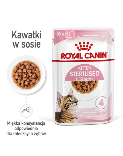 ROYAL CANIN Kitten Sterilised karma mokra w sosie dla kociąt do 12 miesiąca życia, sterylizowanych 24 x 85 g