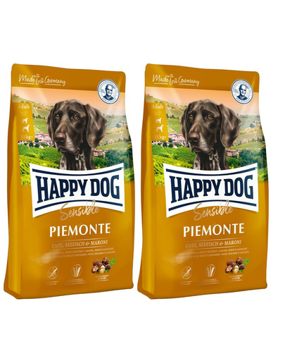 HAPPY DOG Supreme Piemonte - kaczka, kasztan, ryby 8 kg (2 x 4 kg)