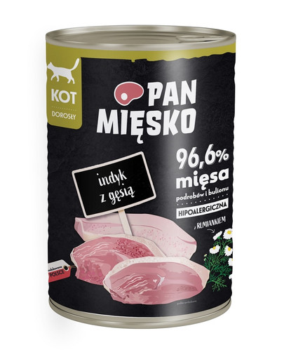 Indyk z gęsią hipoalergiczna mokra karma dla kota 400g