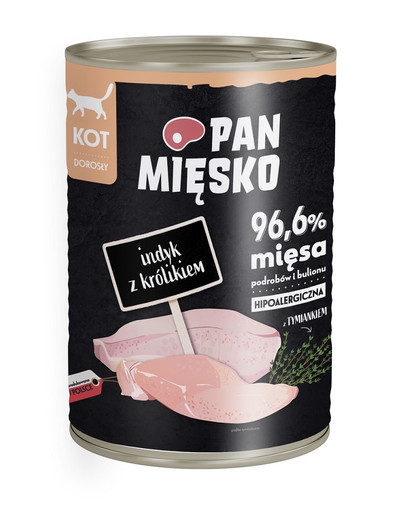 Indyk z królikiem hipoalergiczna mokra karma dla kota 400g