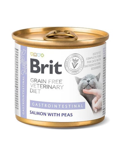 BRIT Veterinary Diet Gastrointestinal Salmon&Pea dla kota na wrażliwy układ pokarmowy 200 g