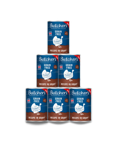 BUTCHER'S Original Recipe in Gravy, karma dla psa, kawałki z indykiem w sosie, 6 x 400g