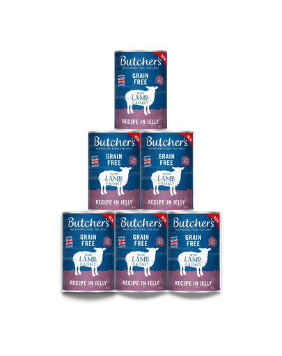 BUTCHER'S Original Recipe in Jelly, karma dla psa, kawałki z jagnięcina w galaretce, 6 x 400g
