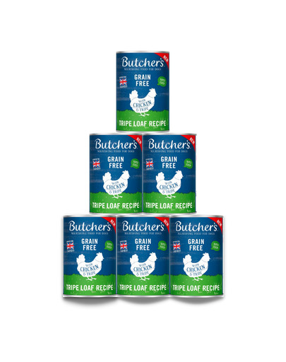 BUTCHER'S Original Tripe, karma dla psa, z kurczakiem i żwaczem, pasztet, 6 x 400g