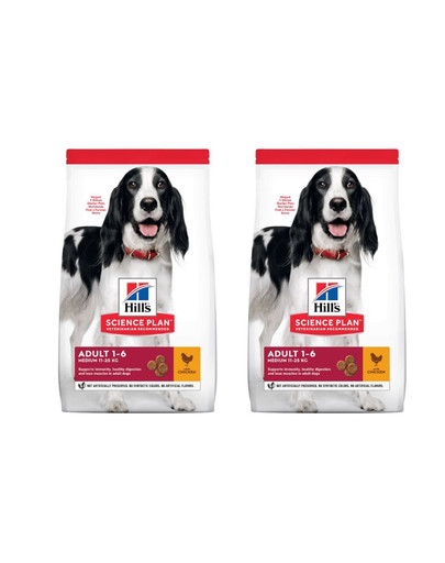 HILL'S Science Plan Adult Medium breed sucha karma z kurczakiem 28 kg (2x14 kg)