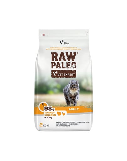 Raw Paleo Adult Cat Turkey&Chicken dla dorosłych kotów indyk, kurczak 2 kg