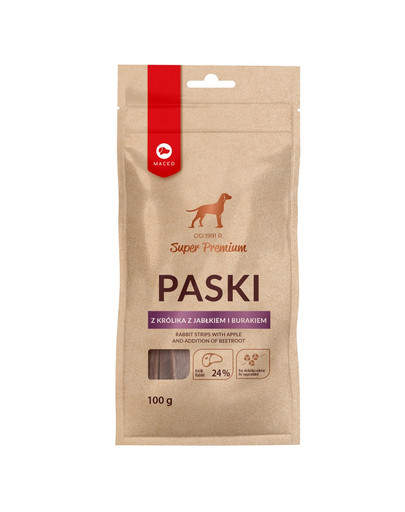 Super Premium przysmak dla psa paski z królika z jabłkiem i burakiem 100g