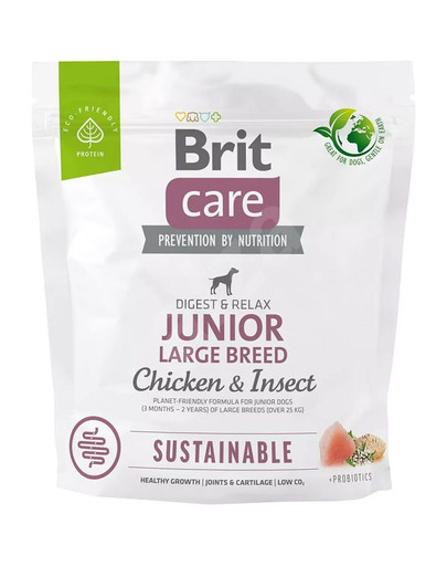 Care Sustainable Junior Large Breed z kurczakiem i insektami 1 kg