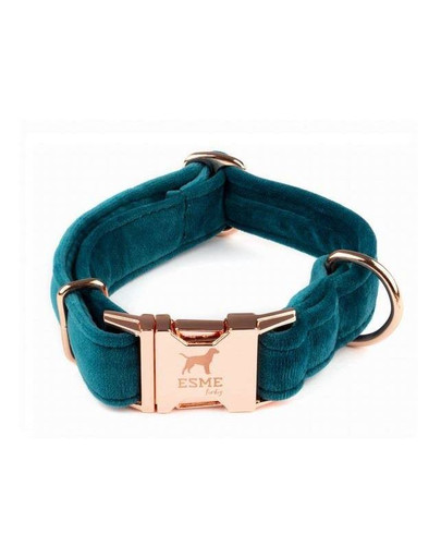 Obroża welurowa dla psa azure M 2,5 cm