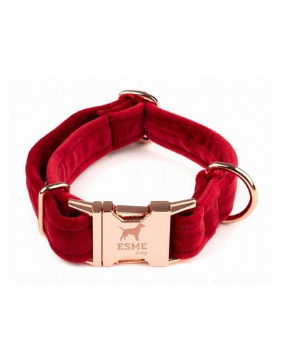 Obroża welurowa dla psa cherry M 2,5 cm