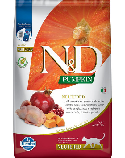 N&D Pumpkin Quail & Pomegranate Cat Neutered karma dla kastrowanych kotów 10 kg