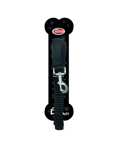 PET NOVA Smycz rozciągliwa BUNGEE czarna 2,5cm 120-180 cm