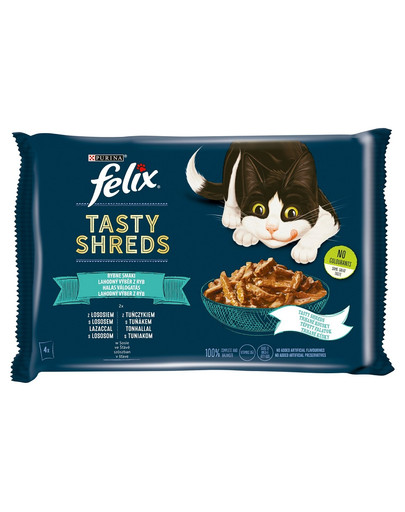 Tasty Shreds Rybne Smaki z  Łososiem i tuńczykiem 4x80g