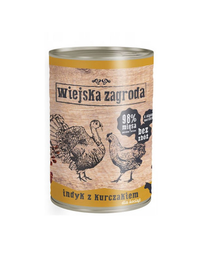 Indyk z kurczakiem 400g puszka dla kociąt