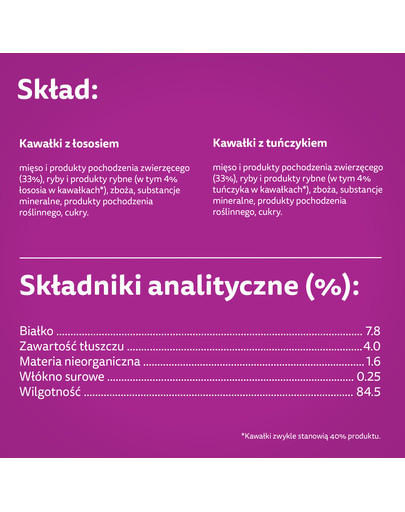 WHISKAS Adult saszetka 52x85g Rybne Przysmaki mokra karma dla dorosłych kotów w galaretce z: łososiem, tuńczykiem