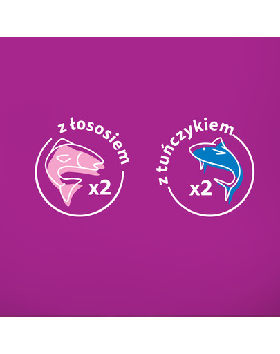 WHISKAS Adult saszetka 52x85g Rybne Przysmaki mokra karma dla dorosłych kotów w galaretce z: łososiem, tuńczykiem