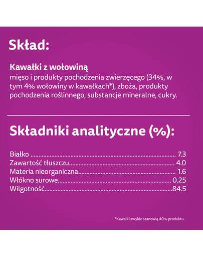 WHISKAS Adult saszetka 85g mokra karma dla dorosłych kotów w sosie z wołowiną