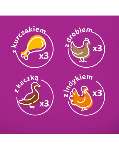 WHISKAS Junior saszetka 12x85g Drobiowe Frykasy mokra karma dla kociąt w galaretce z: kurczakiem, indykiem, drobiem, kaczką