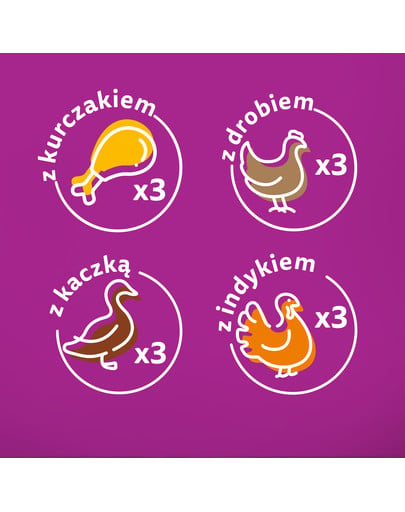 WHISKAS Adult saszetka 48x85g Drobiowe Frykasy mokra karma dla dorosłych kotów w galaretce z: kurczakiem, indykiem, drobiem, kaczką