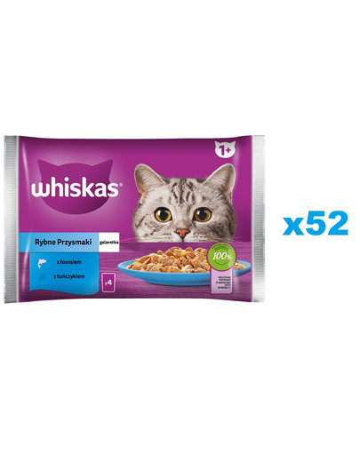Adult saszetka 52x85g Rybne Przysmaki mokra karma dla dorosłych kotów w galaretce z: łososiem, tuńczykiem