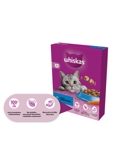 WHISKAS Adult 6x1,9 kg sucha karma dla dorosłych kotów z pysznym tuńczykiem