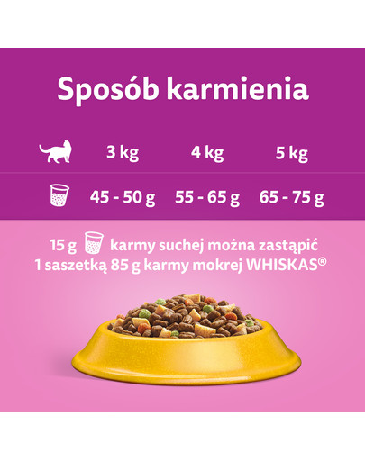 WHISKAS Adult 6x1,9 kg sucha karma dla dorosłych kotów z pysznym tuńczykiem