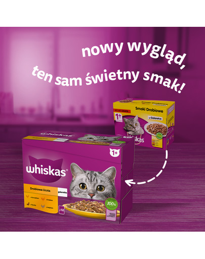 WHISKAS Drobiowa Uczta kurczak, kaczka, drób, indyk w galaretce 12x85g