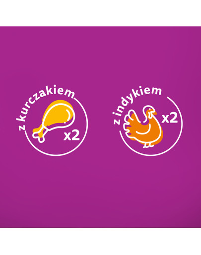WHISKAS Adult saszetka 52x85 g Drobiowa Uczta mokra karma dla dorosłych kotów w sosie z: kurczakiem, indykiem
