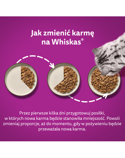 WHISKAS Adult saszetka 52x85 g Drobiowa Uczta mokra karma dla dorosłych kotów w sosie z: kurczakiem, indykiem