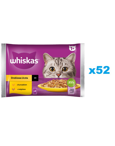 Adult saszetka 52x85 g Drobiowa Uczta mokra karma dla dorosłych kotów w sosie z: kurczakiem, indykiem