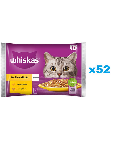Adult saszetka 52x85 g Drobiowa Uczta mokra karma dla dorosłych kotów w galaretce z: kurczakiem, indykiem