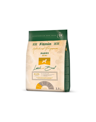 FITMIN Dog Nutritional Programme Mini Puppy Lamb&Beef 2,5 kg dla szczeniąt małych ras
