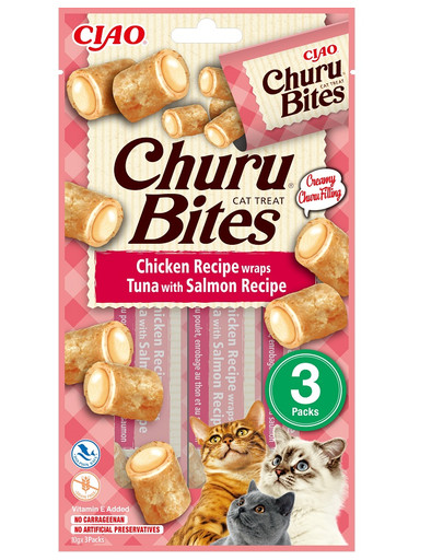 INABA Churu Bites Chicken 3x10g wrapy z kurczakiem, tuńczykiem i łososiem dla kota