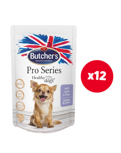 BUTCHER'S ProSeries Dog z jagnięciną i groszkiem kawałki w sosie 12 x 100 g