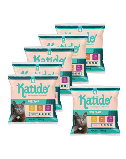KATIDO Plate saszetki w sosie dla dorosłych kotów 30x100g + 6x100g gratis