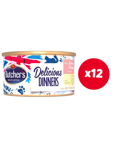 BUTCHER'S Classic Delicious Dinners 12 x 85 g mus dla kota
