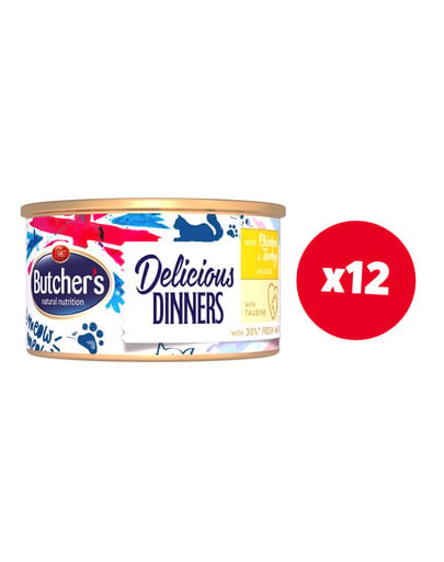 BUTCHER'S Classic Delicious Dinners z kurczakiem i indykiem mus 12 x 85 g