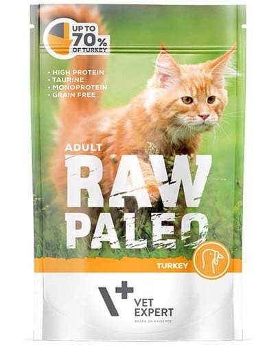 VETEXPERT RAW PALEO Adult saszetka 100 g dla dorosłych kotów