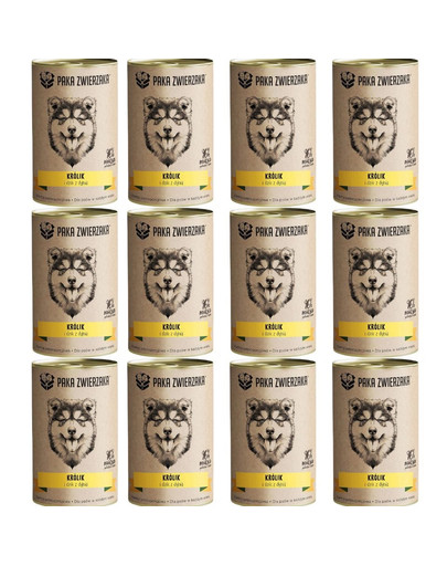 PAKA ZWIERZAKA Karma królik i dzik z dynią dla psa 12x400 g