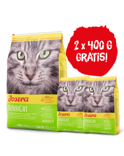 SensiCat dla wrażliwych kotów 10 kg + 2x400g karmy GRATIS!