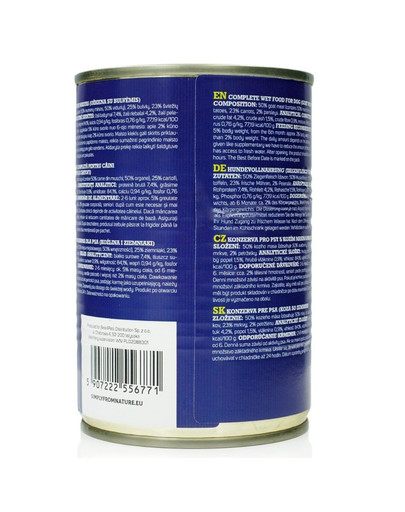 SIMPLY FROM NATURE Mokra karma dla psa Kozina z ziemniakami 400g x 5+1 puszka GRATIS!