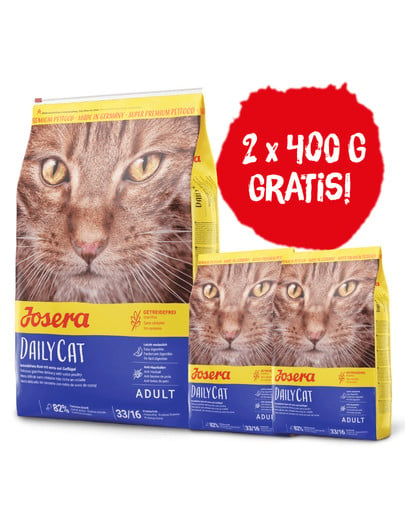 Daily Cat 10 kg bezzbożowa karma dla dorosłych kotów + 2x400g karmy GRATIS!