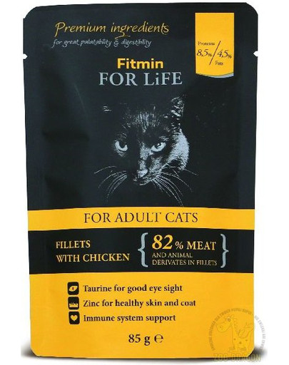 FITMIN Cat for life pouch saszetki z filecikami dla kotów 28 x 85 g