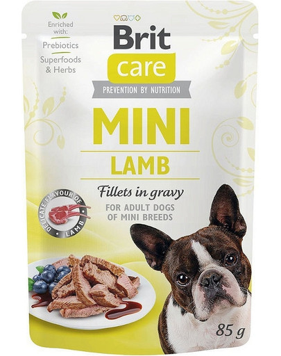 BRIT CARE Mini Adult Pouch Lamb 24x85 g z jagnięciną dla psów małych ras