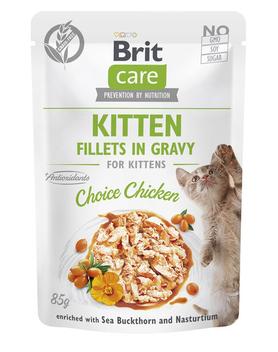 CARE Fillets in Gravy Pouch Kitten Choice Chicken 24x85g z kurczakiem dla kociąt
