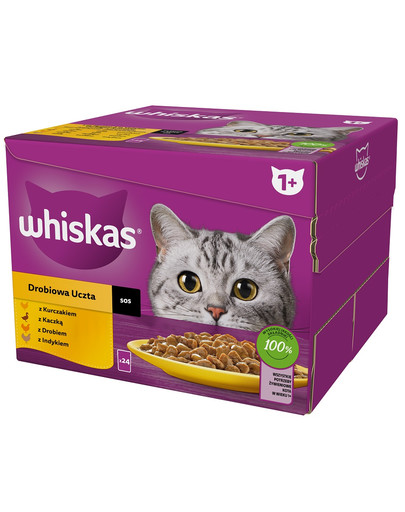Adult Drobiowa Uczta w sosie 48x85 g kawałki z kurczakiem, kaczką, drobiem, indykiem dla dorosłych kotów